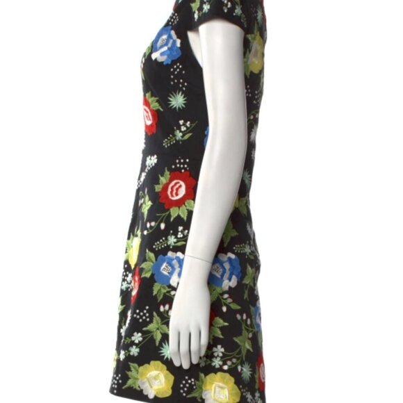Alice + Olivia Ellen Black Floral Embroidered A-line Cotton Mini Dress $540 - Picture 8 of 13